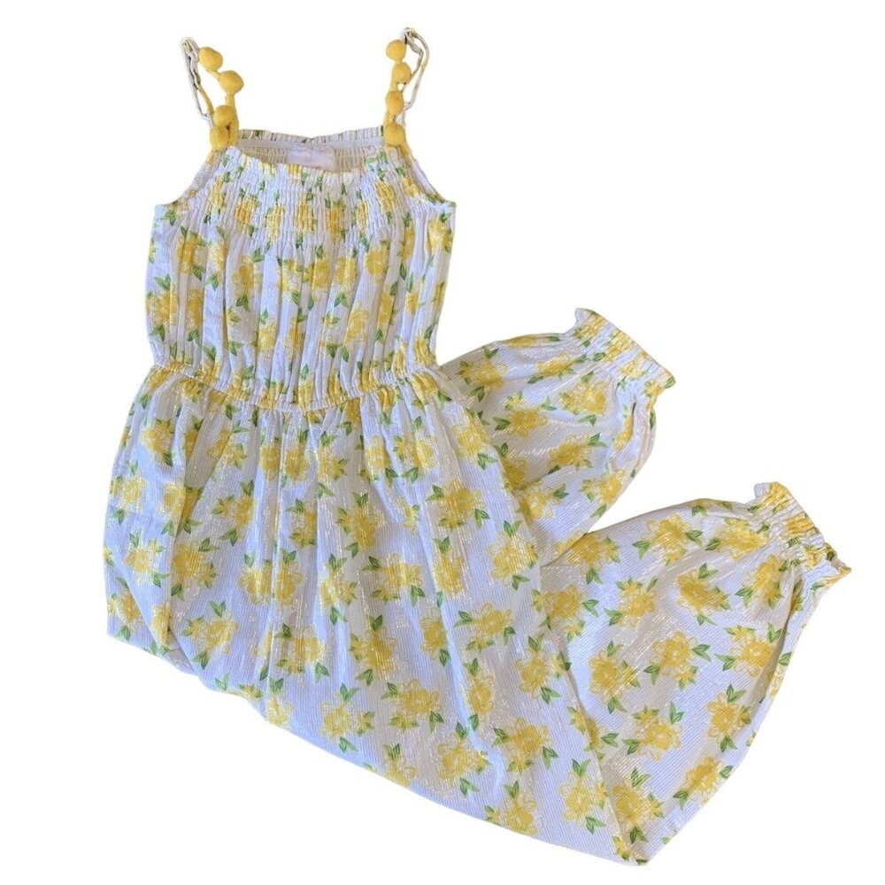 MASALA BABY Yellow Floral Retro Jumpsuit Girls 3-4 NWT Playsuit Romper Girl NEW - Picture 1 of 8